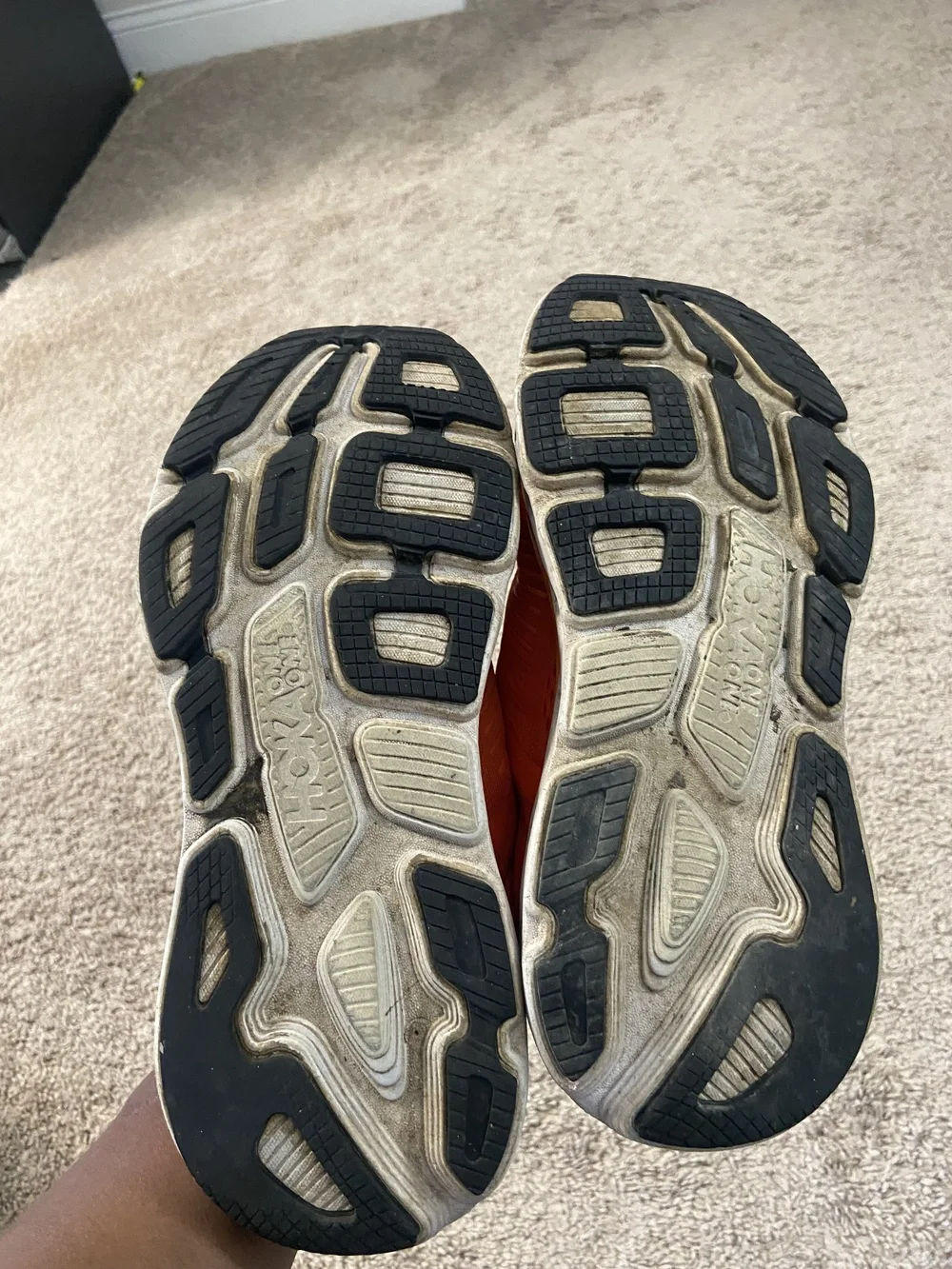 Hoka One One Bondi 7 Shoes Mens Size 10 Orange Running Athletic Cushioned Road